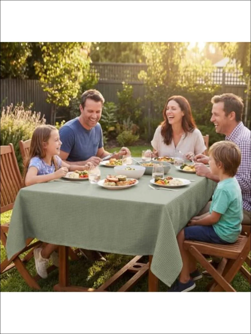 Waffle Textured Waterproof Stain Resistant Washable Polyester Tablecloth 60x84